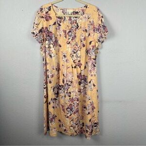 J. Jill Love Linen Plus Size 100% Linen Floral Pleated Dress 3X